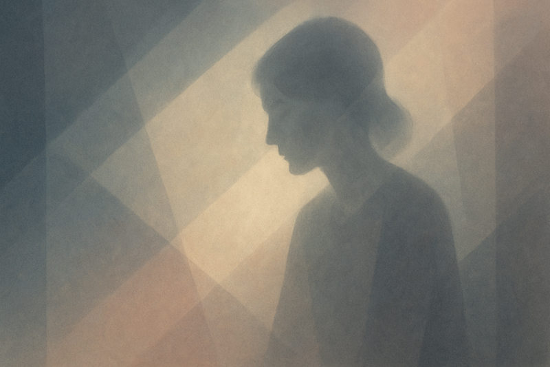 抽象層疊光影象徵女性努力被遮蔽與沉默的職場狀態